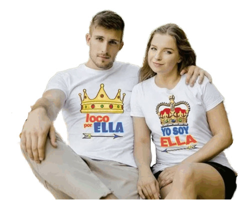 Playera Duo Enamorados Corona Loco Por Ella Todas Las Tallas