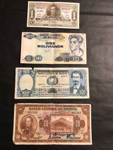 4 Billetes Bolivianos. 53154.