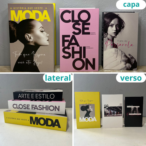 Livro Caixa Decorativo Com 3 Peças Colorido Moda Close Fashion