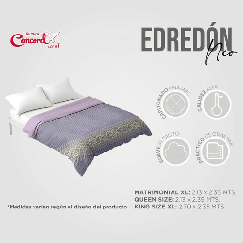 Edredón Ligero Neo Concord Matrimonial Xl Oferta Lila Athenea