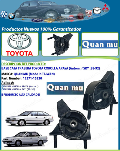 Base Caja Trasera Toyota Corolla Araya (autom.) Sky