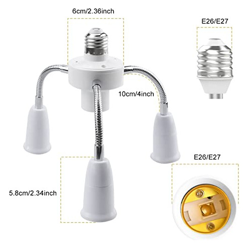 Adaptador De Enchufe Divisor 4 En 1, E26, E27, Divisor De En