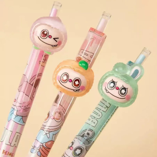 Lapicera Bolígrafo Labubu Friends X3 Unidades Cute Kawaii Surtido Negro