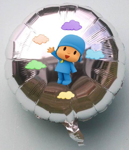Pack De 4 Globos Metalizados Pocoyo 18 Pulgadas Y Embalaje