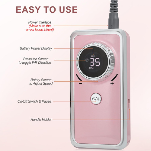 Taladro De Uñas Eléctrico Meremit 35000 Rpm Con Pantalla Lcd