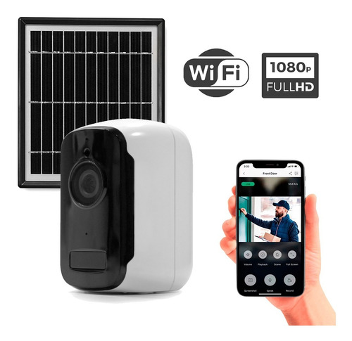 Imagen 1 de 6 de Cámara Seguridad Ip Wifi Panel Solar Full Hd 1080 Exterior
