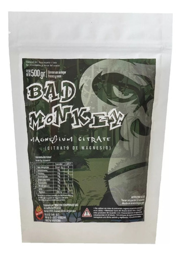 Citrato De Magnesio Bad Monkey X 500grs Sin Tacc