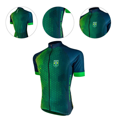 Camisa Barbedo Brasil Podium Raglan Verde Ciclismo Bike