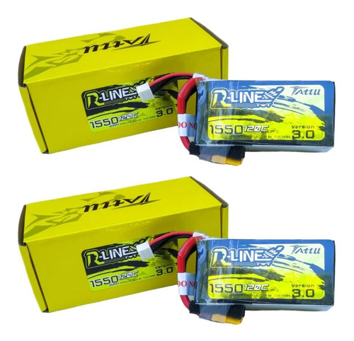 2 Pack Batería Lipo Tattu 1550 Mah 14.8v 4s 120c