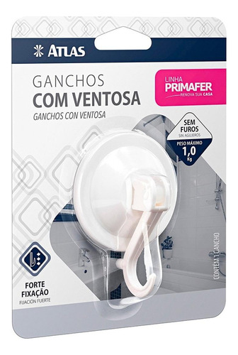 Gancho Ventosa Atlas Primafer Branco 1,0kg Com 01 Peca