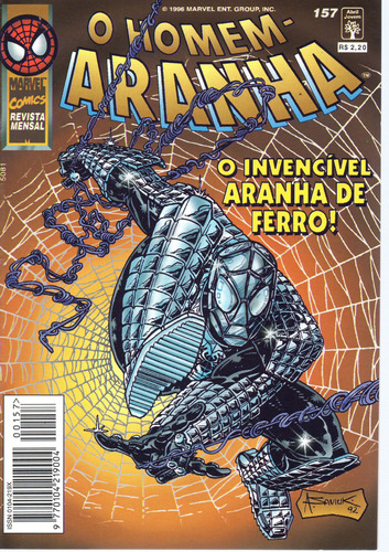 O Homem-aranha N° 157 - 84 Páginas Em Português - Editora Abril - Formato 13,5 X 19 - Capa Mole - 1996 - Bonellihq Cx03 Abr24