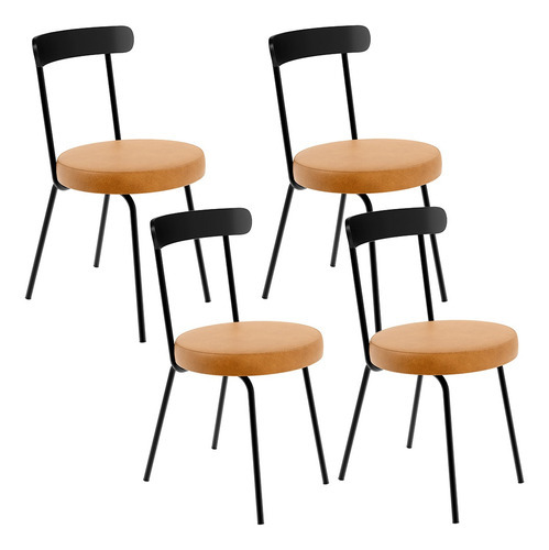 Kit 04 Cadeira Sala Jantar Escritório Haia Couríssimo Whisky Cor da estrutura da cadeira Preto Desenho do tecido Liso Quantidade de cadeiras por conjunto 4