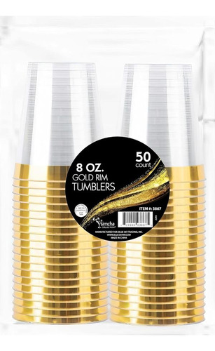 Copos Elegantes Com Borda Dourada De 8 Onças Blue Sky (cont