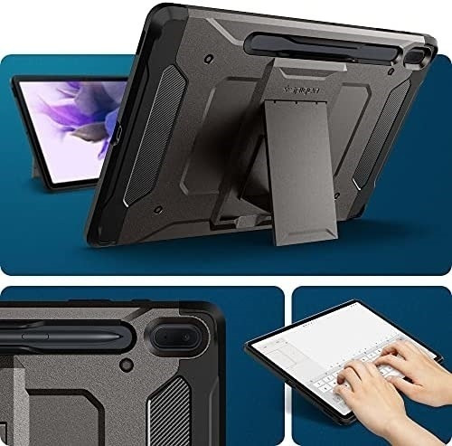 Imagen 3 de 6 de Funda Spigen Tough Armor Galaxy Tab S7 Fe Gris
