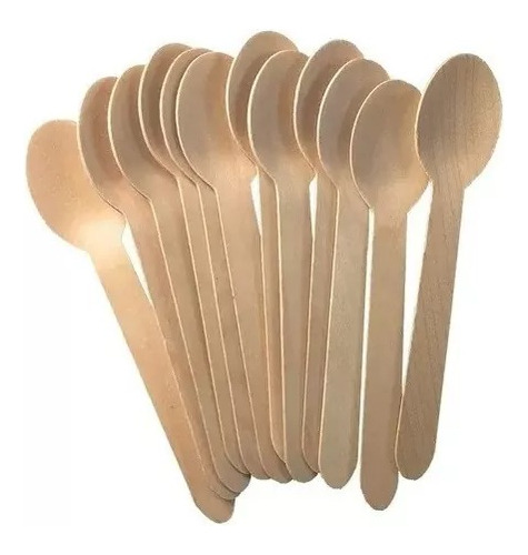 Pack 1000 Cucharas Madera Desechable Compostable