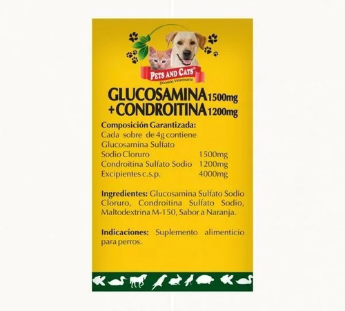 Imagen 2 de 2 de Glucosamina + Condroitina Para Perros Y Gatos X 15 Sobres