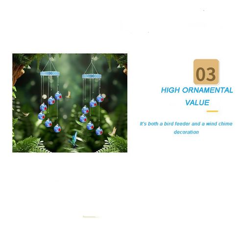 P Feeder Outdoor Hanging Iron Wind Chime Glass Hummingbird
