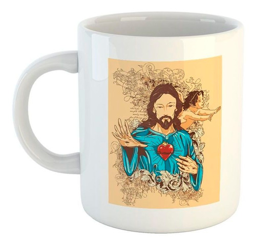 Taza De Ceramica Jesus Angeles Religion Design Art