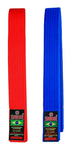 Kit Faixa Vermelha + Azul Karate Competiçao Homologada Cbk