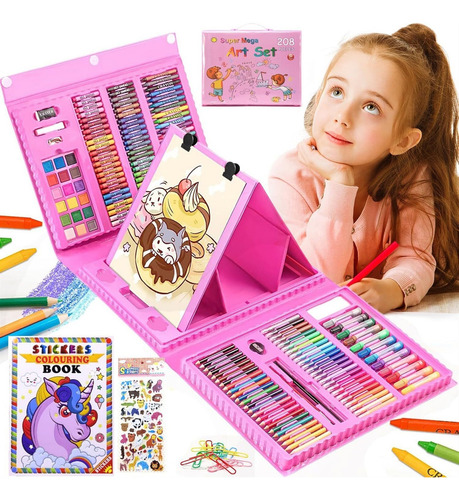 Set De Arte Profesional 208 Piezas,kit De Dibujo Colores