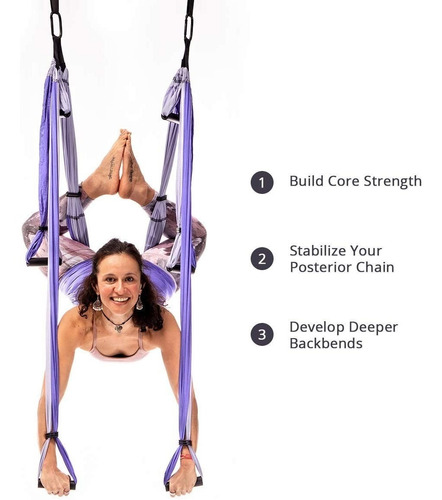 Imagen 3 de 9 de Trapecio Aéreo Para Yoga Color Morado Inversión Swing