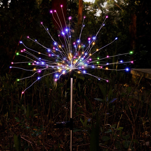 Imagen 6 de 9 de Pack 2 Luces Micro Led Hadas Fuego Artificial Solar Navidad