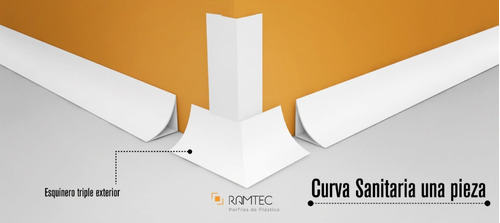 Esquinero Triple Tipo T Zoclo Curva Sanitaria Plástico Pvc
