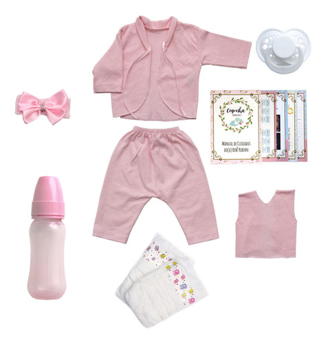 Boneca Cegonha Reborn Dolls Dolly Corpo Em Vinil Roupa Rosa