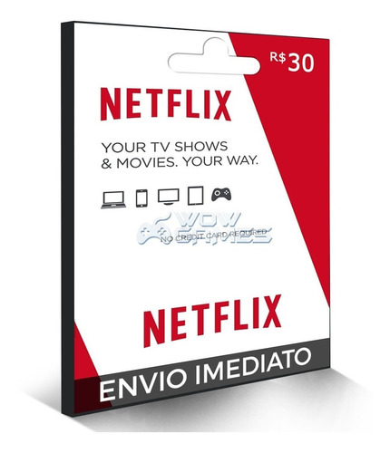 Cartão Pré-pago Netflix R$30 Reais - Assinatura Envio Rapido
