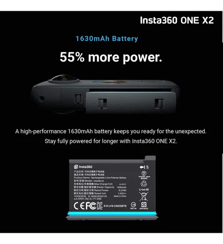 Insta360 One X2 360 Cámara Con Visualización Táctil - 5.7k30 360 Video, Modo De Cámara Frontal Constante, Foto De 18mp 360 + Instapano | El Paquete Incluye Adaptador De Montaje Para Gopro Ecosystem Y