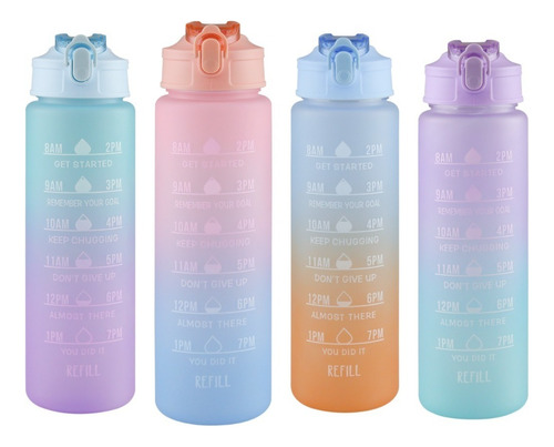 Botella De Agua Motivacional 800ml Termo Cilindro Vaso Color Rosa/azul