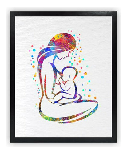 Arte De Acuarela De Madre Amamantando A Su Bebé, Estudio Dig