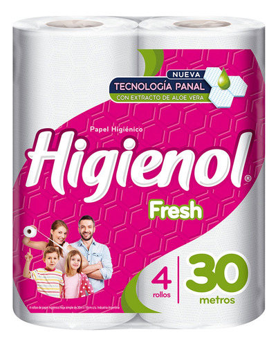 Papel Higienico Higienol Fresh Aloe Vera 4 Rollos X30mts