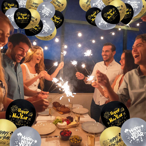 Globos Para Fiesta De Fin De Año, Mxnyv-004, 4 Kits, 10 Glob Color Multicolor NewDecorBall
