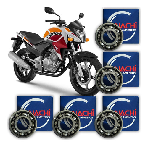 Kit De Rolamentos Roda Honda Cb 300 Freio A Disco 05 Peças