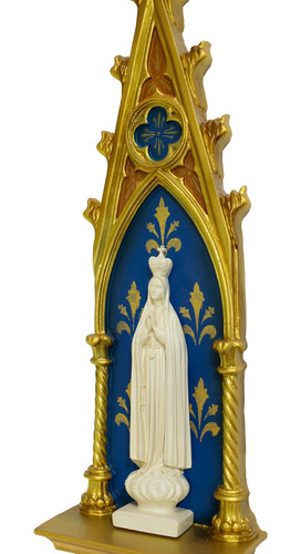 Imagem 3 de 5 de Oratório Nossa Senhora De Fátima Em Resina - 46cm