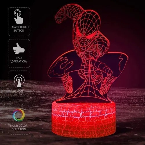 Luz Nocturna Led 3d Spiderman, Regalo Perfecto Para Niño