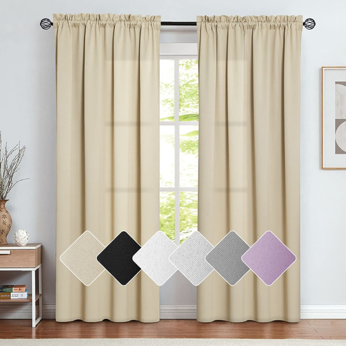 Vangao Cortinas Beige De 84 Pulgadas De Largo, 2 Paneles Par