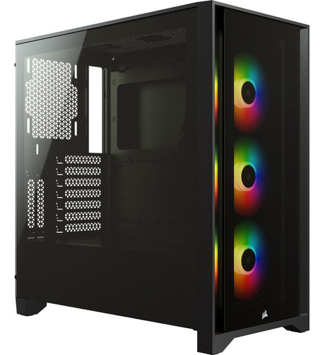 Gabinete Corsair Icue 4000x 3.fan Rgb Usb 3.0 Blanco/negro