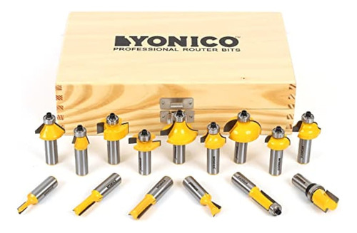 Yonico Router Bits Set 15 Bit 1/2-inch Shank 17150 Professio