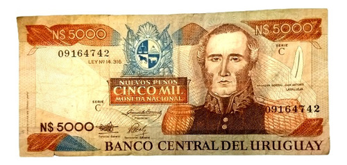 Uruguay Antiguo Billete N$ 5.000 Bco. Central Uruguay