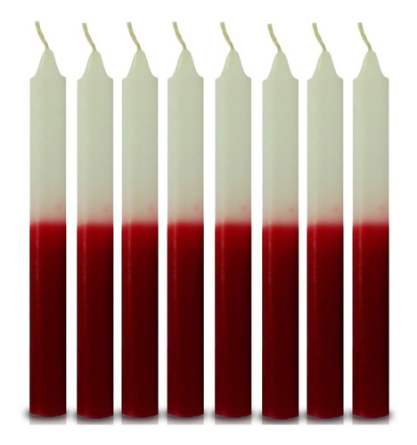 Vela Quilo Palito Branco E Vermelho 1 Kg 28 Velas Coloridas