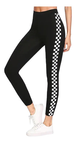 Calza Deportiva Mujer Ropa Fitness Leggings Blanco Y Negro