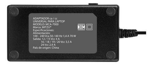 Cargador Laptop Multimarcas Mitzu 9 Conectores Verde