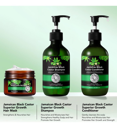 Set Para El Cuidado Del Cabello Rtbyue Aceite De Ricino Negr