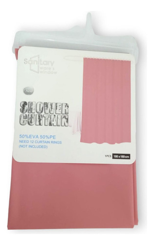 Cortina Para Baño Color Rosa De Plástico 1 Pieza 180 X 180cm