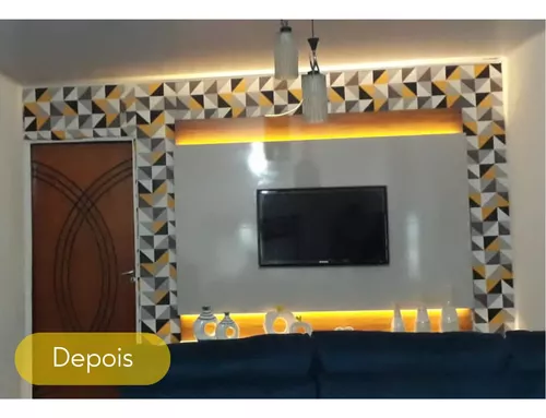 Ideale  Papel de Parede Geométrico Quadrado Cinza com Amarelo e Preto -  Ideale Papéis Papeis de parede