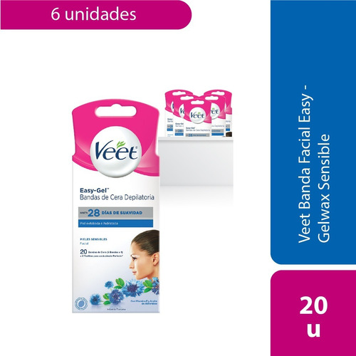 Veet Banda Depilatoria Facial Piel Sensible X20 Pack 6 Unid