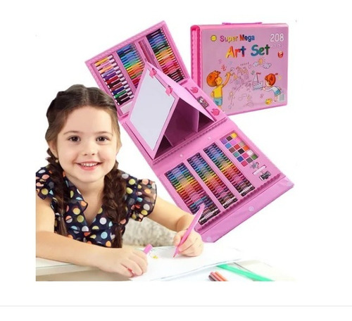 Set De Arte Para Colorear Niños Dibujo 208 Piezas Maletín Ab