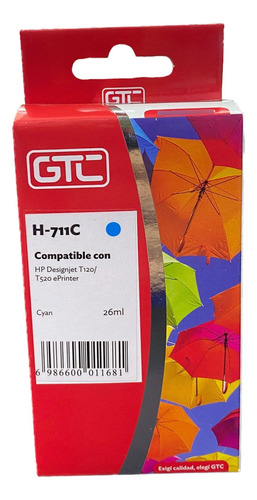 Cartucho De Impresora 711 Xl Cyan Gtc Compatible Hp